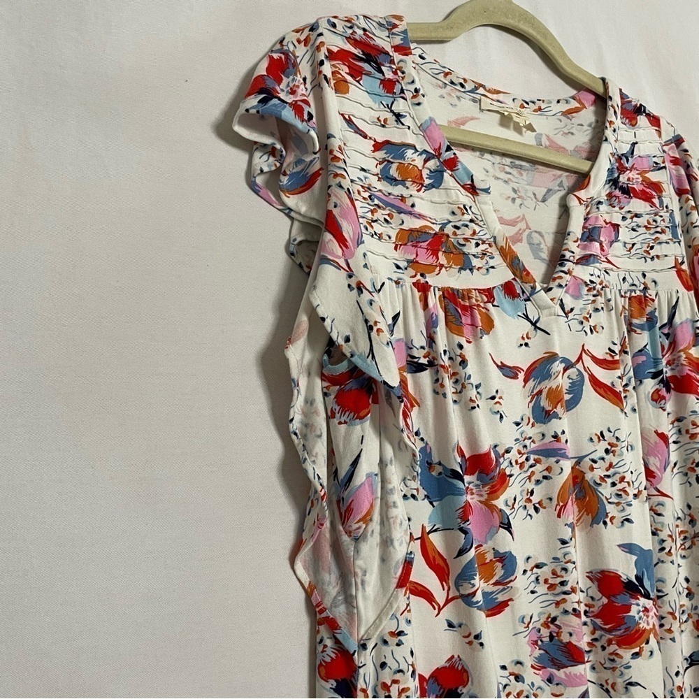 Anthropologie Meadow Rue Floral Print Ridge Yoke Flutter Sleeve Blouse - Picture 15 of 15